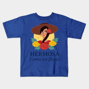 Flowers and a Beutiful Girl Kids T-Shirt